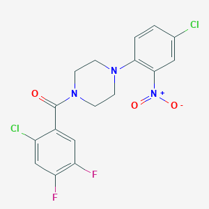 molecular formula C17H13Cl2F2N3O3 B394161 (2-Chloro-4,5-difluorophenyl)[4-(4-chloro-2-nitrophenyl)piperazino]methanone 
