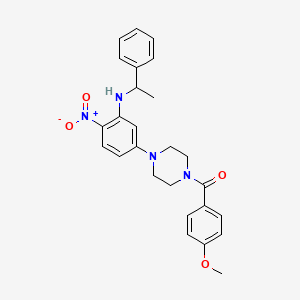 molecular formula C26H28N4O4 B3941687 5-[4-(4-methoxybenzoyl)-1-piperazinyl]-2-nitro-N-(1-phenylethyl)aniline 