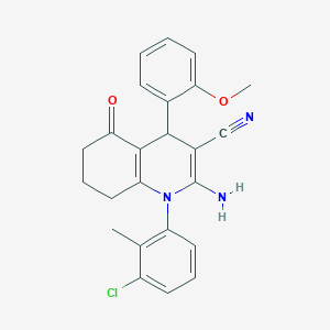 2-Amino-1-(3-chloro-2-methylphenyl)-4-(2-methoxyphenyl)-5-oxo-1,4,5,6,7,8-hexahydro-3-quinolinecarbonitrile