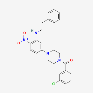 molecular formula C25H25ClN4O3 B3941749 5-[4-(3-chlorobenzoyl)-1-piperazinyl]-2-nitro-N-(2-phenylethyl)aniline 