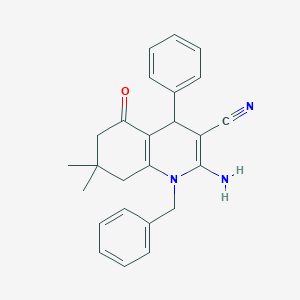 2-Amino-1-benzyl-7,7-dimethyl-5-oxo-4-phenyl-1,4,5,6,7,8-hexahydro-3-quinolinecarbonitrile