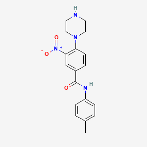 molecular formula C18H20N4O3 B3941773 N-(4-methylphenyl)-3-nitro-4-(1-piperazinyl)benzamide 
