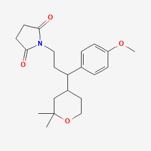 molecular formula C21H29NO4 B3941790 1-[3-(2,2-dimethyltetrahydro-2H-pyran-4-yl)-3-(4-methoxyphenyl)propyl]-2,5-pyrrolidinedione 