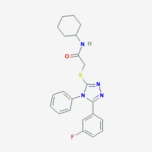 molecular formula C22H23FN4OS B394181 N-cyclohexyl-2-{[5-(3-fluorophenyl)-4-phenyl-4H-1,2,4-triazol-3-yl]sulfanyl}acetamide CAS No. 311799-21-0