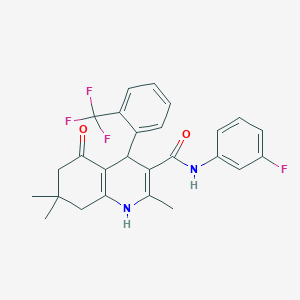 molecular formula C26H24F4N2O2 B3941830 N-(3-fluorophenyl)-2,7,7-trimethyl-5-oxo-4-[2-(trifluoromethyl)phenyl]-1,4,5,6,7,8-hexahydro-3-quinolinecarboxamide 