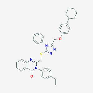 molecular formula C38H37N5O2S B394184 2-[({5-[(4-cyclohexylphenoxy)methyl]-4-phenyl-4H-1,2,4-triazol-3-yl}sulfanyl)methyl]-3-(4-ethylphenyl)quinazolin-4(3H)-one 
