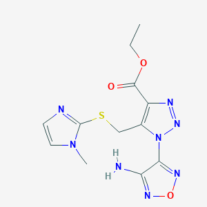 molecular formula C12H14N8O3S B394185 ethyl 1-(4-amino-1,2,5-oxadiazol-3-yl)-5-{[(1-methyl-1H-imidazol-2-yl)sulfanyl]methyl}-1H-1,2,3-triazole-4-carboxylate 