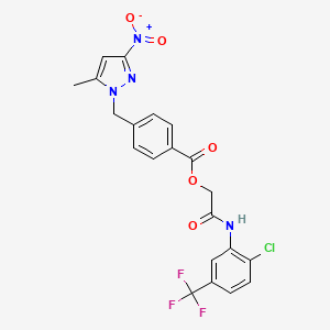 molecular formula C21H16ClF3N4O5 B3941860 2-{[2-chloro-5-(trifluoromethyl)phenyl]amino}-2-oxoethyl 4-[(5-methyl-3-nitro-1H-pyrazol-1-yl)methyl]benzoate 