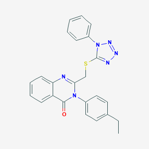 molecular formula C24H20N6OS B394187 3-(4-ethylphenyl)-2-{[(1-phenyl-1H-tetraazol-5-yl)sulfanyl]methyl}-4(3H)-quinazolinone CAS No. 296790-29-9
