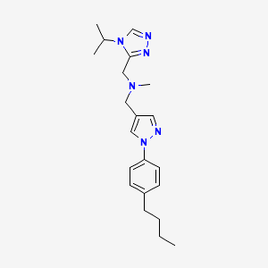 molecular formula C21H30N6 B3941874 1-[1-(4-butylphenyl)-1H-pyrazol-4-yl]-N-[(4-isopropyl-4H-1,2,4-triazol-3-yl)methyl]-N-methylmethanamine 