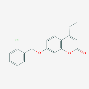 molecular formula C19H17ClO3 B3941889 7-[(2-chlorobenzyl)oxy]-4-ethyl-8-methyl-2H-chromen-2-one 