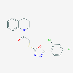 molecular formula C19H15Cl2N3O2S B394192 2-{[5-(2,4-dichlorophenyl)-1,3,4-oxadiazol-2-yl]sulfanyl}-1-(3,4-dihydroquinolin-1(2H)-yl)ethanone 