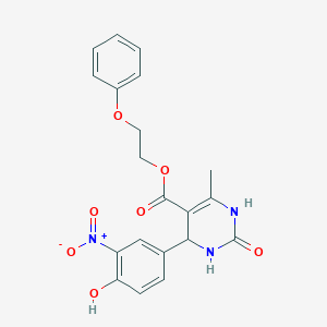 molecular formula C20H19N3O7 B394203 2-Phenoxyethyl 4-(4-hydroxy-3-nitrophenyl)-6-methyl-2-oxo-1,2,3,4-tetrahydropyrimidine-5-carboxylate 