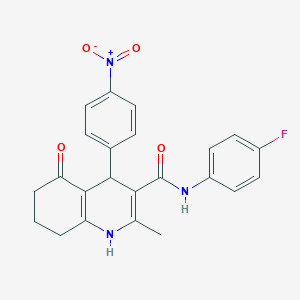 molecular formula C23H20FN3O4 B3942035 N-(4-fluorophenyl)-2-methyl-4-(4-nitrophenyl)-5-oxo-1,4,5,6,7,8-hexahydro-3-quinolinecarboxamide 