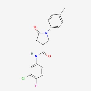 molecular formula C18H16ClFN2O2 B3942040 N-(3-chloro-4-fluorophenyl)-1-(4-methylphenyl)-5-oxo-3-pyrrolidinecarboxamide 