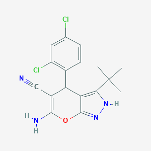 molecular formula C17H16Cl2N4O B394205 6-Amino-3-tert-butyl-4-(2,4-dichlorophenyl)-1,4-dihydropyrano[2,3-c]pyrazole-5-carbonitrile 