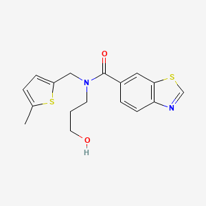 molecular formula C17H18N2O2S2 B3942063 N-(3-hydroxypropyl)-N-[(5-methyl-2-thienyl)methyl]-1,3-benzothiazole-6-carboxamide 