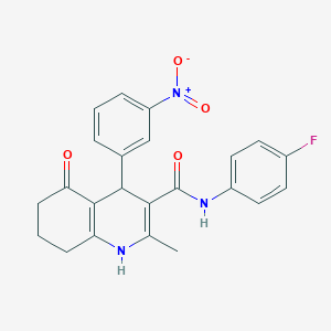 molecular formula C23H20FN3O4 B3942090 N-(4-fluorophenyl)-2-methyl-4-(3-nitrophenyl)-5-oxo-1,4,5,6,7,8-hexahydro-3-quinolinecarboxamide 