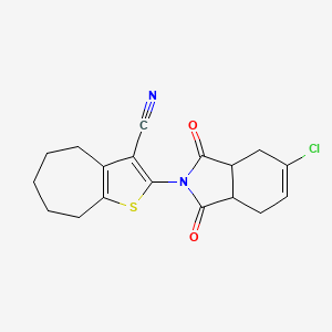 molecular formula C18H17ClN2O2S B3942130 2-(5-chloro-1,3-dioxo-1,3,3a,4,7,7a-hexahydro-2H-isoindol-2-yl)-5,6,7,8-tetrahydro-4H-cyclohepta[b]thiophene-3-carbonitrile 