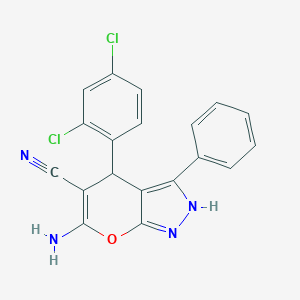 molecular formula C19H12Cl2N4O B394215 6-Amino-4-(2,4-dichlorophenyl)-3-phenyl-2,4-dihydropyrano[2,3-c]pyrazole-5-carbonitrile CAS No. 315246-29-8