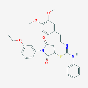 1-(3-ethoxyphenyl)-2,5-dioxopyrrolidin-3-yl N-[2-(3,4-dimethoxyphenyl)ethyl]-N'-phenylcarbamimidothioate
