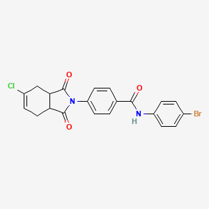 molecular formula C21H16BrClN2O3 B3942192 N-(4-bromophenyl)-4-(5-chloro-1,3-dioxo-1,3,3a,4,7,7a-hexahydro-2H-isoindol-2-yl)benzamide 
