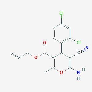 molecular formula C17H14Cl2N2O3 B394220 allyl 6-amino-5-cyano-4-(2,4-dichlorophenyl)-2-methyl-4H-pyran-3-carboxylate 