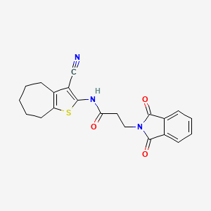molecular formula C21H19N3O3S B3942203 N-(3-cyano-5,6,7,8-tetrahydro-4H-cyclohepta[b]thien-2-yl)-3-(1,3-dioxo-1,3-dihydro-2H-isoindol-2-yl)propanamide 