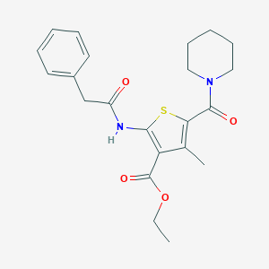 molecular formula C22H26N2O4S B394225 Ethyl 4-methyl-2-[(phenylacetyl)amino]-5-(1-piperidinylcarbonyl)-3-thiophenecarboxylate 