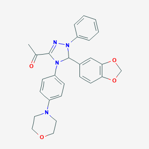molecular formula C27H26N4O4 B394227 1-{5-(1,3-benzodioxol-5-yl)-4-[4-(morpholin-4-yl)phenyl]-1-phenyl-4,5-dihydro-1H-1,2,4-triazol-3-yl}ethanone 