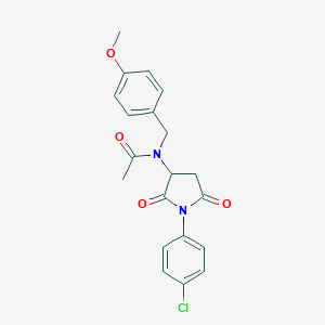 molecular formula C20H19ClN2O4 B394231 N-[1-(4-chlorophenyl)-2,5-dioxo-3-pyrrolidinyl]-N-(4-methoxybenzyl)acetamide CAS No. 355142-94-8