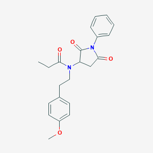 molecular formula C22H24N2O4 B394232 N-(2,5-dioxo-1-phenylpyrrolidin-3-yl)-N-[2-(4-methoxyphenyl)ethyl]propanamide 