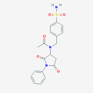 molecular formula C19H19N3O5S B394240 N-(2,5-dioxo-1-phenylpyrrolidin-3-yl)-N-(4-sulfamoylbenzyl)acetamide 