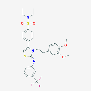 molecular formula C30H32F3N3O4S2 B394241 4-(3-[2-(3,4-dimethoxyphenyl)ethyl]-2-{[3-(trifluoromethyl)phenyl]imino}-2,3-dihydro-1,3-thiazol-4-yl)-N,N-diethylbenzenesulfonamide 