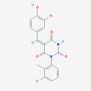 molecular formula C18H12BrClN2O4 B3942452 5-(3-bromo-4-hydroxybenzylidene)-1-(3-chloro-2-methylphenyl)-2,4,6(1H,3H,5H)-pyrimidinetrione 