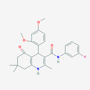 molecular formula C27H29FN2O4 B3942458 4-(2,4-dimethoxyphenyl)-N-(3-fluorophenyl)-2,7,7-trimethyl-5-oxo-1,4,5,6,7,8-hexahydro-3-quinolinecarboxamide CAS No. 421566-92-9