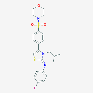 molecular formula C23H26FN3O3S2 B394254 4-fluoro-N-(3-isobutyl-4-[4-(4-morpholinylsulfonyl)phenyl]-1,3-thiazol-2(3H)-ylidene)aniline 