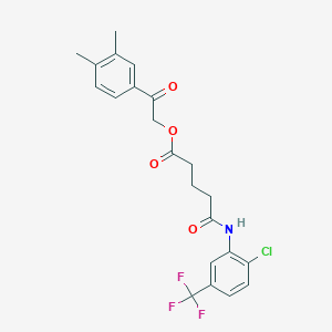 molecular formula C22H21ClF3NO4 B3942542 2-(3,4-dimethylphenyl)-2-oxoethyl 5-{[2-chloro-5-(trifluoromethyl)phenyl]amino}-5-oxopentanoate 