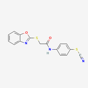 molecular formula C16H11N3O2S2 B3942572 4-{[(1,3-benzoxazol-2-ylthio)acetyl]amino}phenyl thiocyanate 