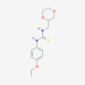 molecular formula C14H20N2O3S B3942573 N-(1,4-dioxan-2-ylmethyl)-N'-(4-ethoxyphenyl)thiourea 