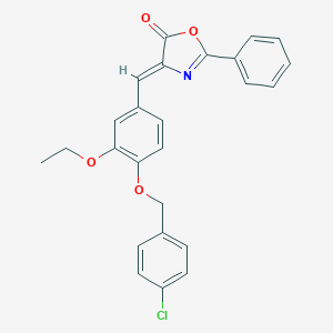 molecular formula C25H20ClNO4 B394258 4-{4-[(4-chlorobenzyl)oxy]-3-ethoxybenzylidene}-2-phenyl-1,3-oxazol-5(4H)-one 