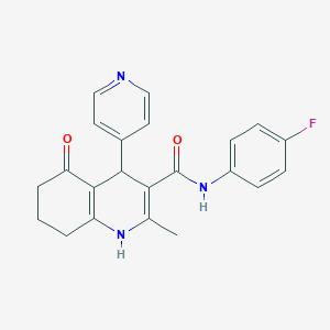 molecular formula C22H20FN3O2 B3942587 N-(4-fluorophenyl)-2-methyl-5-oxo-4-(4-pyridinyl)-1,4,5,6,7,8-hexahydro-3-quinolinecarboxamide 