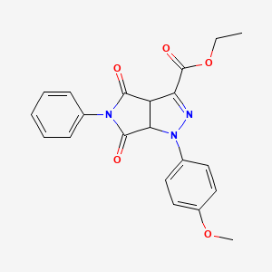 molecular formula C21H19N3O5 B3942615 ETHYL 1-(4-METHOXYPHENYL)-4,6-DIOXO-5-PHENYL-1H,3AH,4H,5H,6H,6AH-PYRROLO[3,4-C]PYRAZOLE-3-CARBOXYLATE 