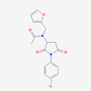 molecular formula C17H15BrN2O4 B394265 N-[1-(4-bromophenyl)-2,5-dioxopyrrolidin-3-yl]-N-(furan-2-ylmethyl)acetamide CAS No. 340696-85-7