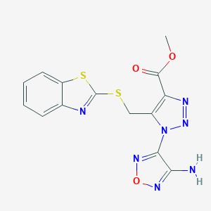 molecular formula C14H11N7O3S2 B394272 1-(4-Amino-1,2,5-oxadiazol-3-yl)-5-[(1,3-benzothiazol-2-ylthio)methyl]-4-triazolecarboxylic acid methyl ester 