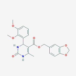molecular formula C22H22N2O7 B394274 1,3-Benzodioxol-5-ylmethyl 4-(2,3-dimethoxyphenyl)-6-methyl-2-oxo-1,2,3,4-tetrahydropyrimidine-5-carboxylate 