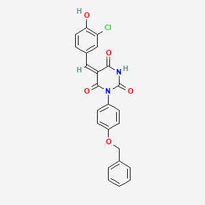 (5E)-5-[(3-chloro-4-hydroxyphenyl)methylidene]-1-(4-phenylmethoxyphenyl)-1,3-diazinane-2,4,6-trione