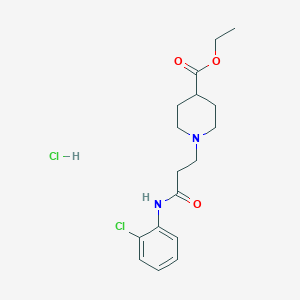 molecular formula C17H24Cl2N2O3 B3942796 ethyl 1-{3-[(2-chlorophenyl)amino]-3-oxopropyl}-4-piperidinecarboxylate hydrochloride 