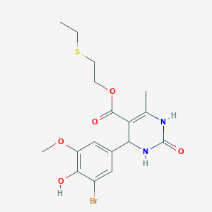 2-(Ethylsulfanyl)ethyl 4-(3-bromo-4-hydroxy-5-methoxyphenyl)-6-methyl-2-oxo-1,2,3,4-tetrahydro-5-pyrimidinecarboxylate