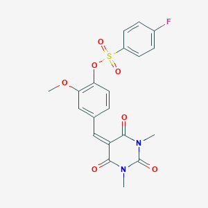 4-[(1,3-dimethyl-2,4,6-trioxotetrahydro-5(2H)-pyrimidinylidene)methyl]-2-methoxyphenyl 4-fluorobenzenesulfonate